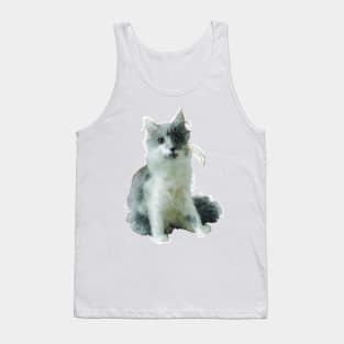 Fluffy Gray and White Cat Tank Top